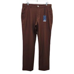 Veboon Mens Proflex Pants Size 36x32 Cotton Flex Polo Slim Fit Brown Formal